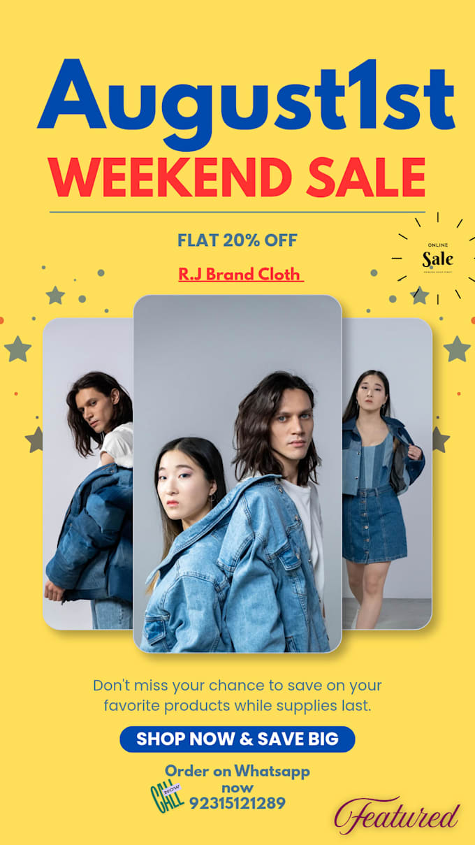 design 3 attractive instagram posts for clothing brands
