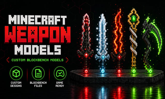 custom minecraft rpg mob and weapon models in blockbench