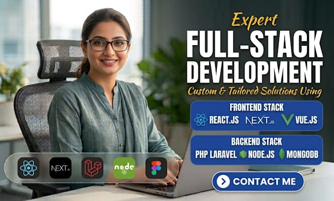 develop full stack web app using nextjs, firebase, reacts, django, mern and php