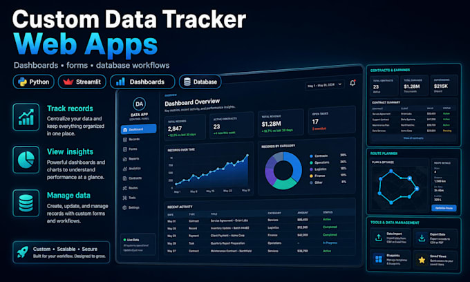 build a custom data tracker dashboard or web app