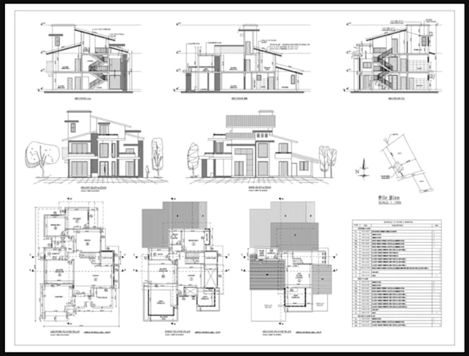 draw house, architectural floor plan, elevations, sections, office plan