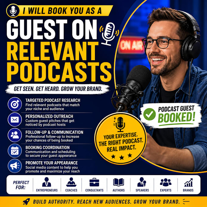 book you as a guest on relevant podcasts