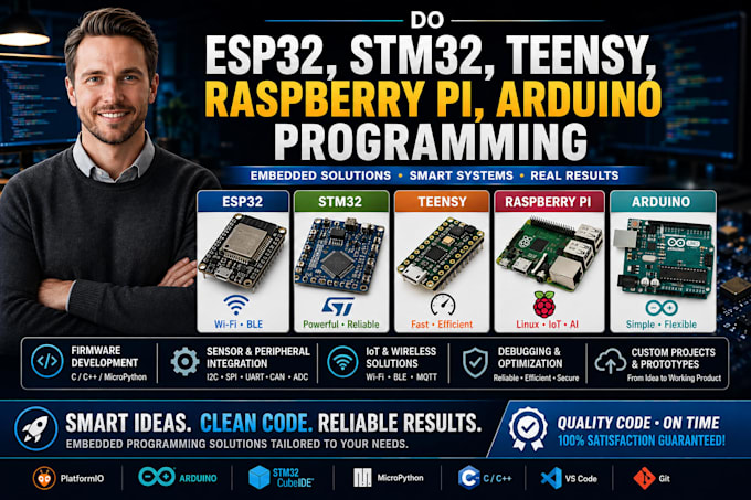 do esp32, stm32, teensy, raspberry pi, arduino programming