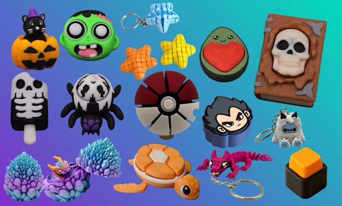 create custom 3d fidget clicker, flexi toy and keychain stl for 3d printing