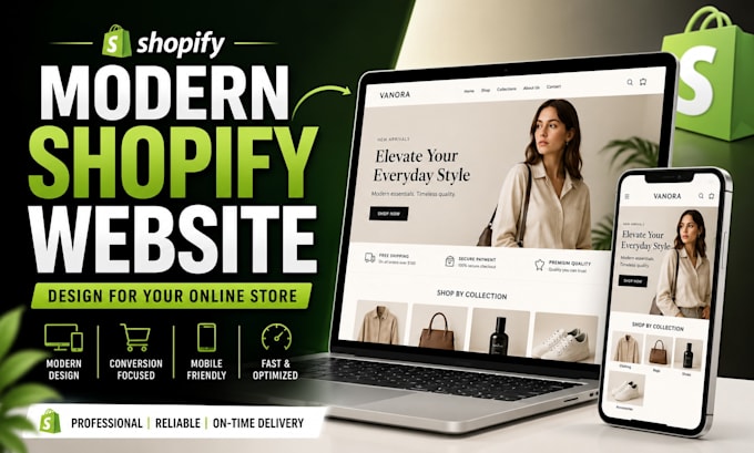design a modern shopify website for your online store