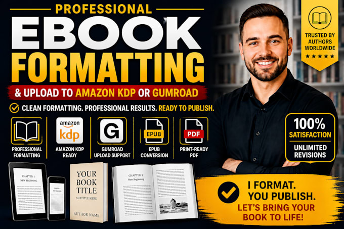 do ebook formatting and upload to amazon KDP or gumroad