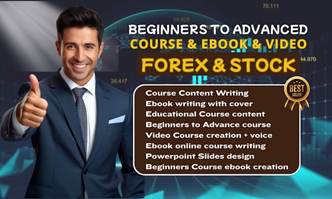 create stock ebook, forex trading course, ebook writing, video course, elearning