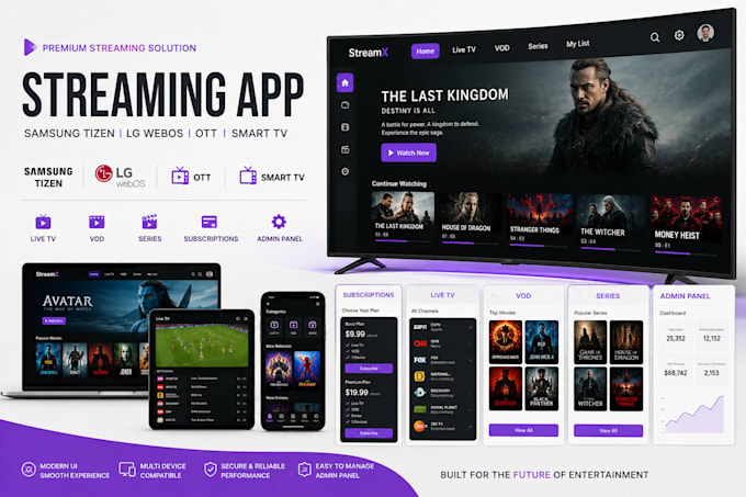 develop streaming and ott apps for samsung tizen, lg webos and smart tvs