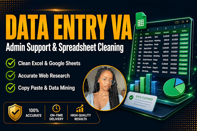 data entry virtual assistant excel spreadsheet admin support personal assistant