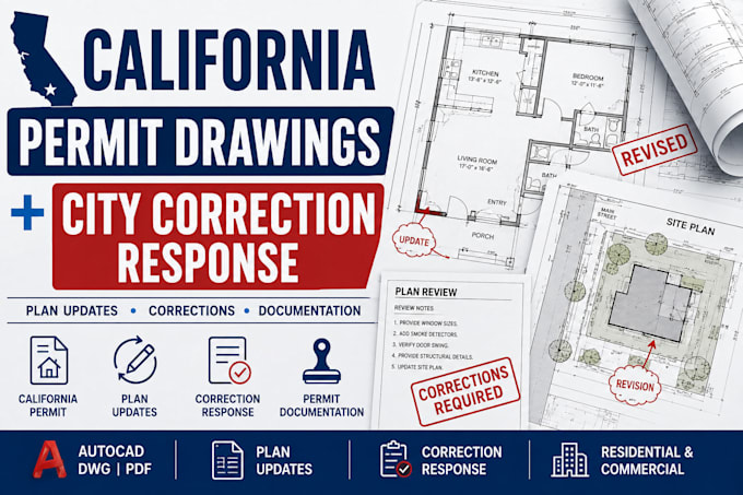 prepare california permit drawings and city correction response