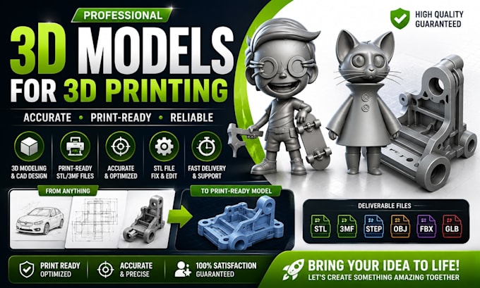 design 3d models, stl files and cad for 3d printing and prototyping