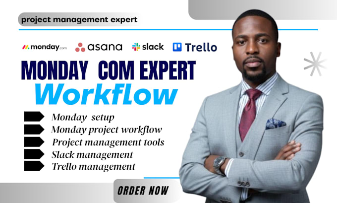 setup monday com boards, automation, CRM, trello slack asana virtual assistant