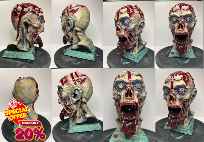 do custom halloween horror prop mask model for printing 3d print and paint