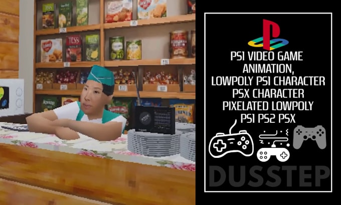 create lowpoly ps1 psx video game animation, retro visualizer, loop animation