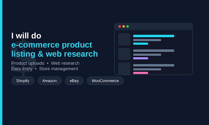 e commerce product listing and web research data entry