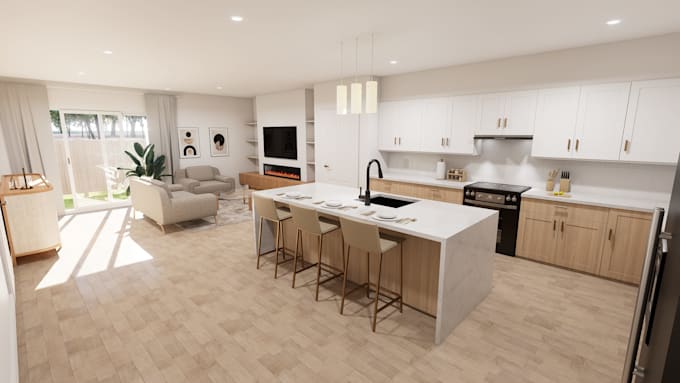 create photorealistic 3d renderings for residential interiors