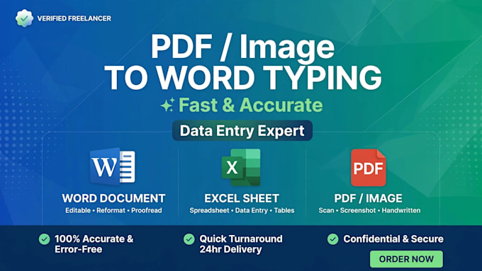 do copy typing, pdf to word, image to word and data entry