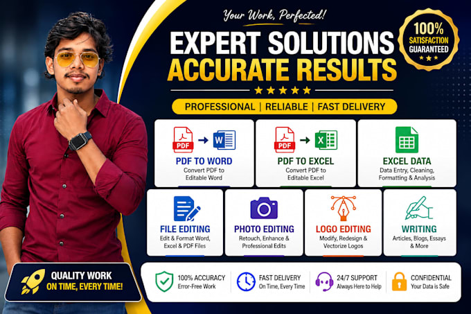professionally data and photo editing all work