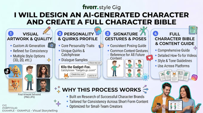 design an ai generated character with character bible