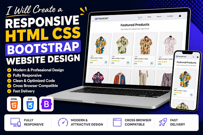 create a responsive HTML CSS bootstrap website design