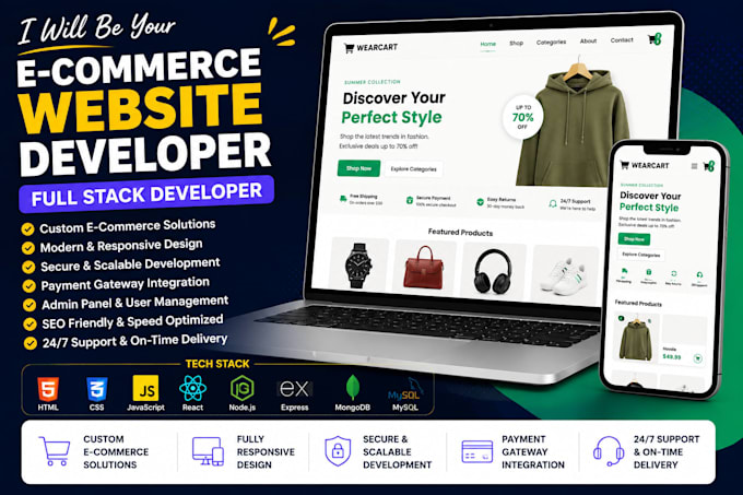 be your e commerce website developer, full stack developer