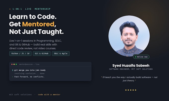 be your 1 on 1 coding mentor for programming, git and github