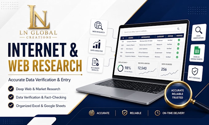 do internet research web research and data verification