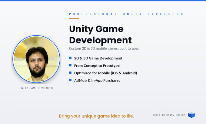 be your unity game developer for 2d and 3d mobile games