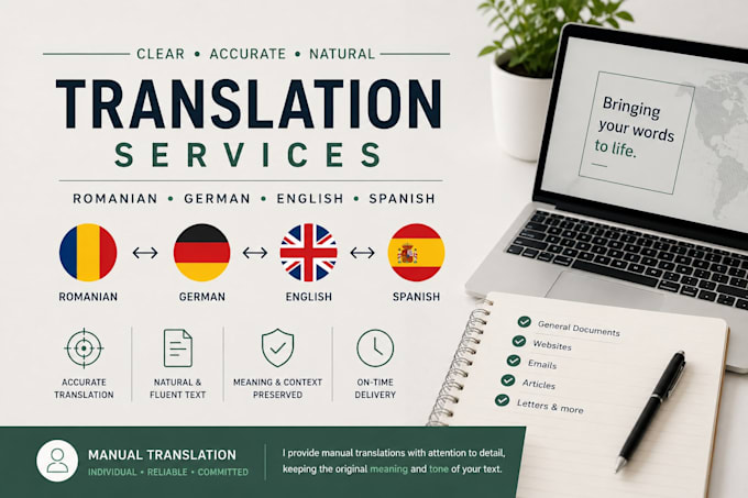 translate german ,romanian,spanish and english accurately