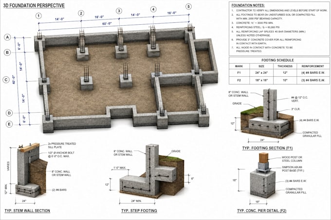 do civil and structural framing truss, mep and foundation drawing