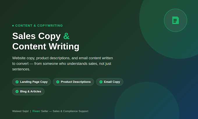 write sales copy website content and product descriptions