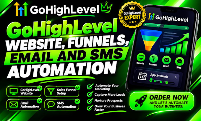 setup and manage gohighlevel expert website, funnels, email and SMS automation
