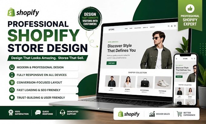 design or redesign a professional shopify store that convert