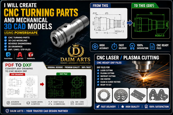 create professional 3d mechanical cad models and cnc parts