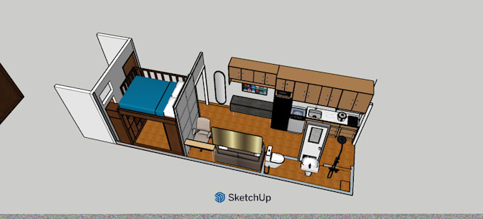 design custom studio condo layouts and loft bed 3d models in sketchup