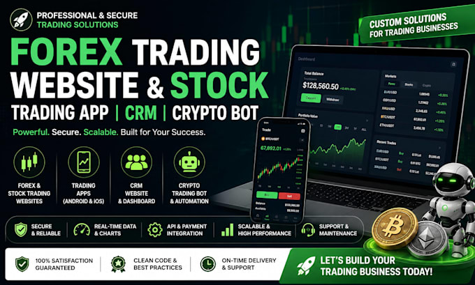 develop forex trading website stock trading app crm website crypto trading bot