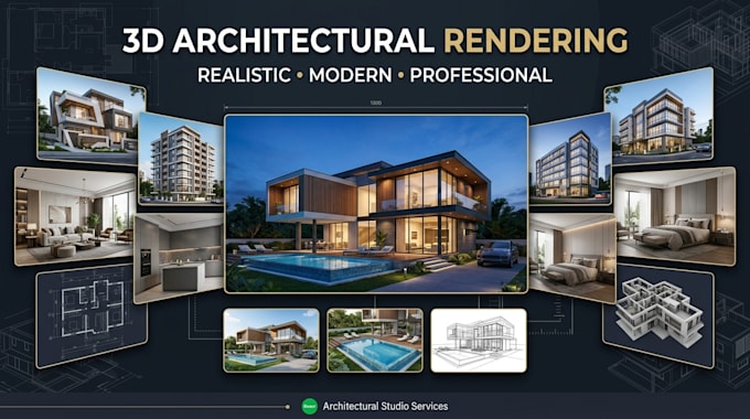 create realistic 3d architectural rendering and exterior visualization