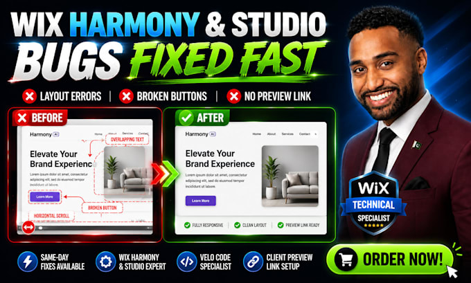 fix wix harmony ai bugs, studio layout and responsive errors