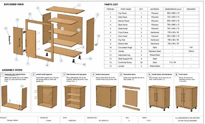 create product assembly instructions, guides and mechanical manual