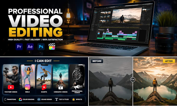 do professional video editing for youtube, instagram reels