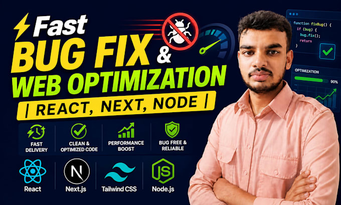 fix react next or node website bugs and performance issues
