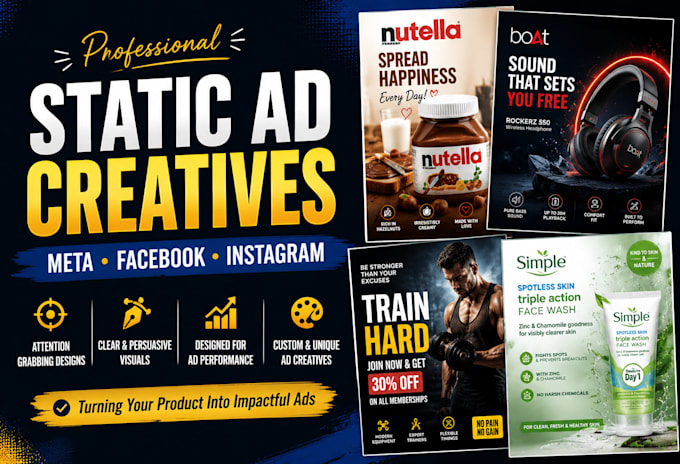 design high converting static ad and facebook ad creatives for meta
