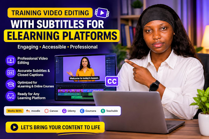 training video editing with subtitles for elearning platforms