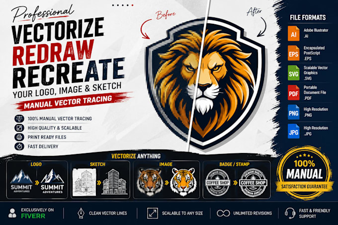 vectorize, redraw, recreate your logo, image