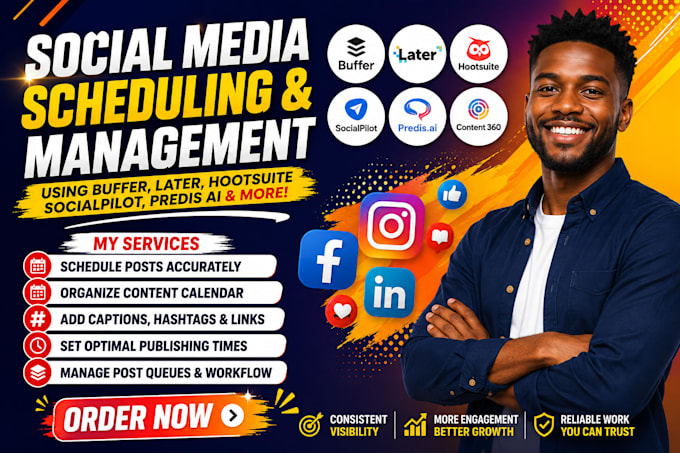 schedule post via buffer later hootsuite socialpilot predis ai content360 ig fb