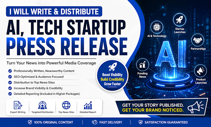 write and distribute ai tech startup press release
