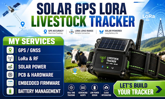 develop solar powered gps lora livestock tracker pcb rf embedded firmware system