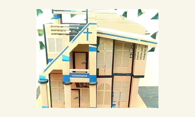 build realistic handmade cardboard architectural house model