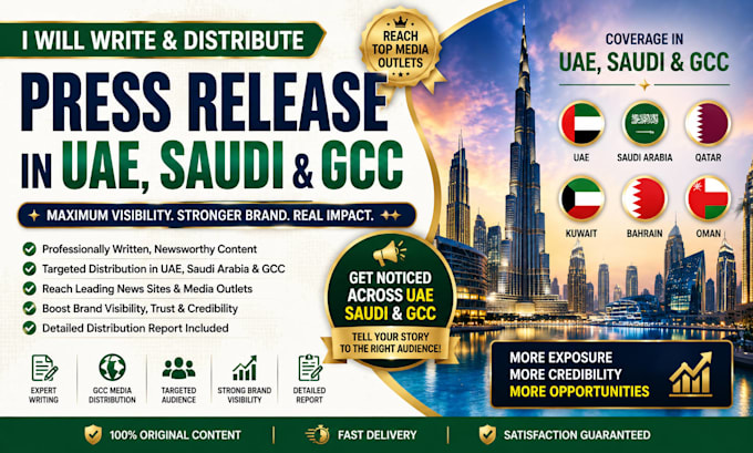 write and distribute press release in uae saudi gcc