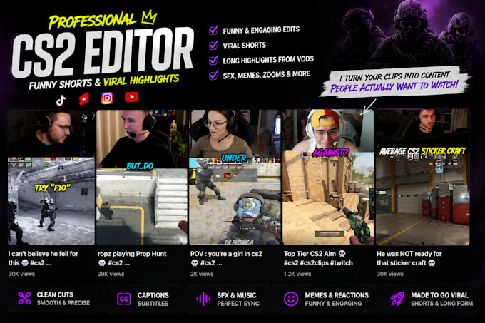 turn your cs2 clips and vods into well edited viral videos